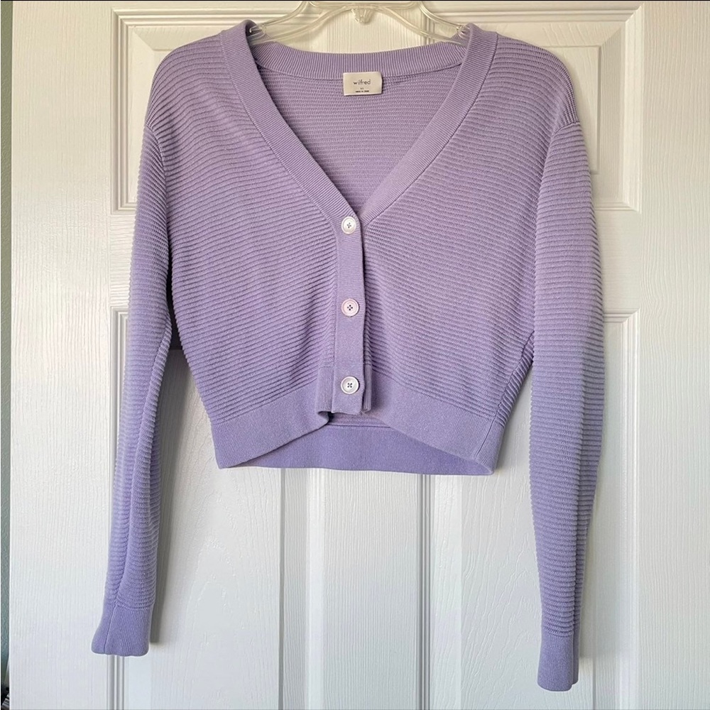 Wilfred Light Cropped Linen Cardigan Aritzia
